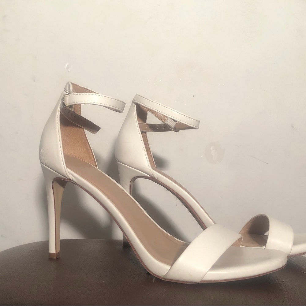 White strap heels